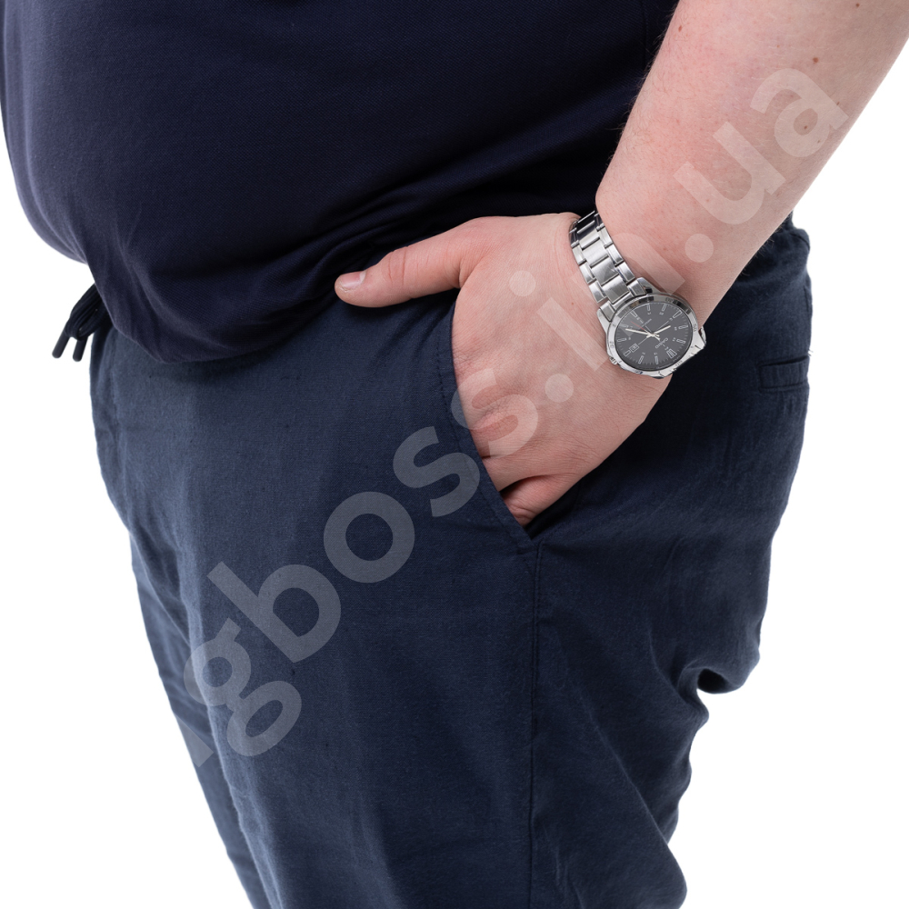 Льняні штани темно-синього кольору La Vita 4